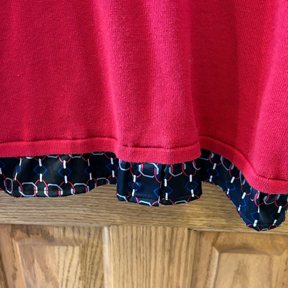 Notations Red Layered-Look Sweater with Geometric-Pattern - Picture 7 of 10